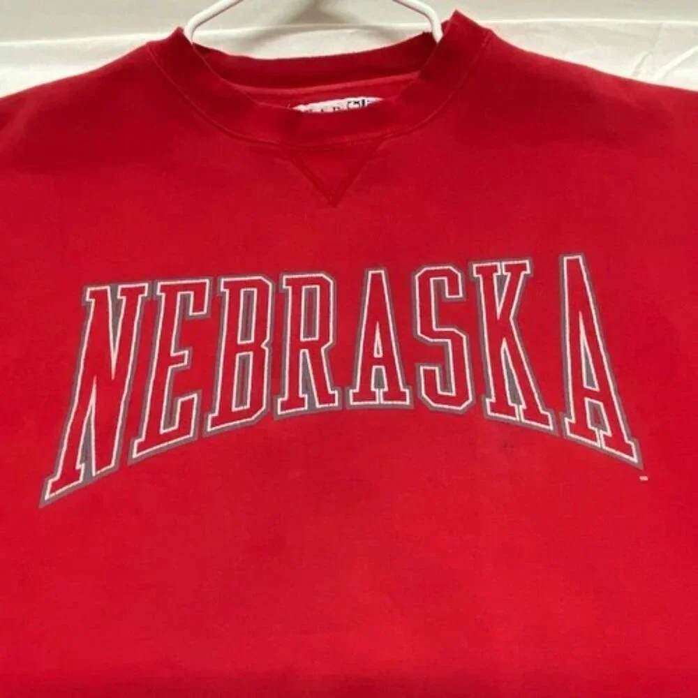 Vintage Nebraska Cornhuskers Sweatshirt Men's XXL Red 90s Gear For Sports Cotton - Picture 16 of 16